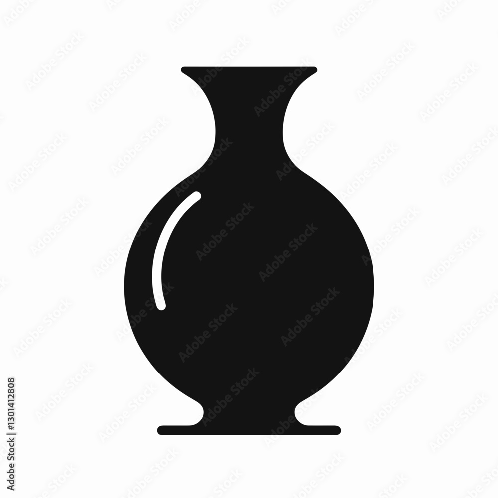 very simple flat and single minimalist Vase Silhouette in black on a white background very simple flat and single minimalist Vase Silhouette in black on a white background