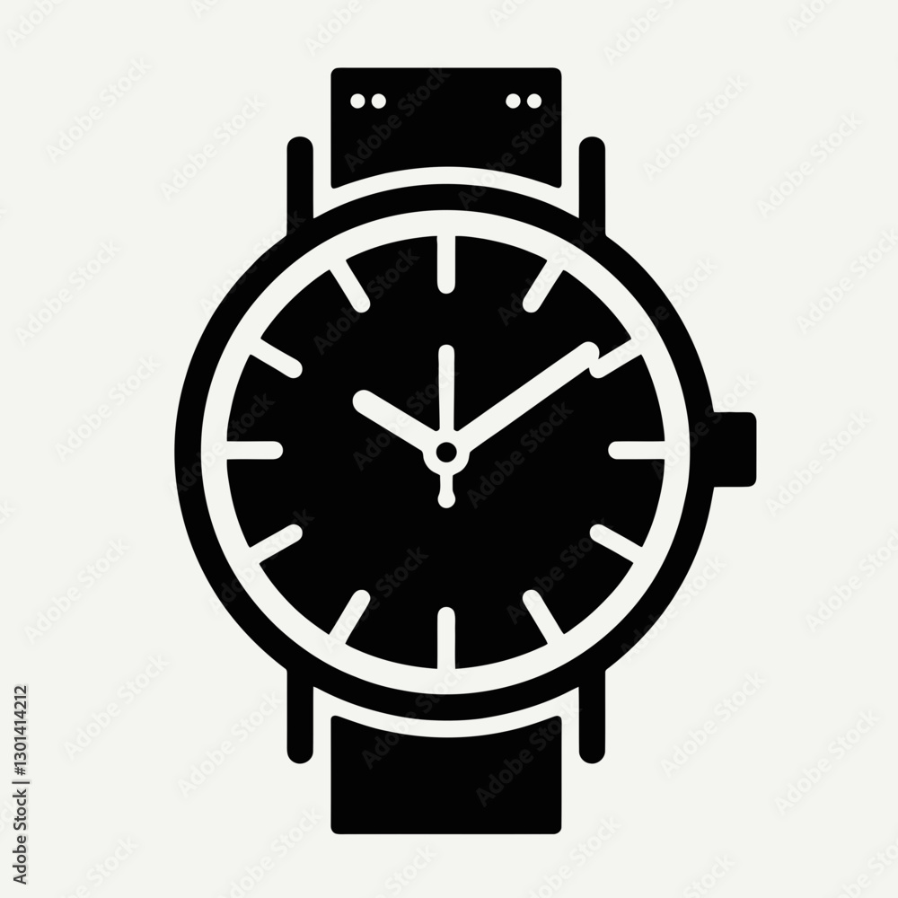 very simple flat and single minimalist Watch Silhouette in black on a white background very simple flat and single minimalist Watch Silhouette in black on a white background