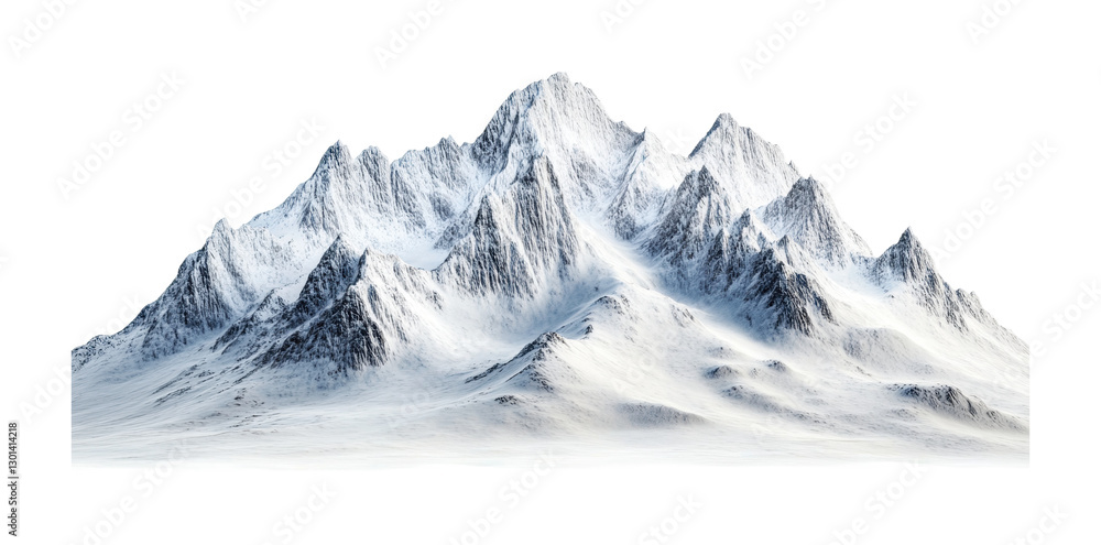 Obraz premium Majestic snow-capped mountains rising in the winter sunlight, perfect for outdoor adventure themes and nature exploration, cut out