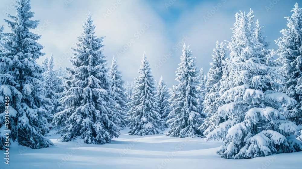 Festive Winter Snow Covered Fir Tree Background for Christmas Celebrations Festive Winter Snow Covered Fir Tree Background for Christmas Celebrations
