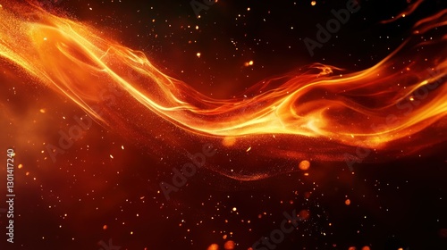 Abstract fiery energy flowing elegantly on dark background