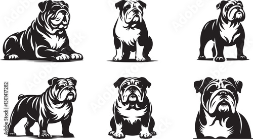 Wallpaper Mural Set Of Bulldog On White Background eps 10 Torontodigital.ca