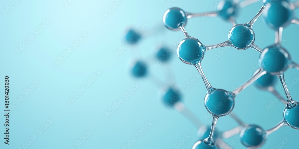 A blue molecule with a white stem is shown in a blue background. The molecule is surrounded by other blue molecules, creating a sense of unity and interconnectedness. Concept of harmony and balance A blue molecule with a white stem is shown in a blue background. The molecule is surrounded by other blue molecules, creating a sense of unity and interconnectedness. Concept of harmony and balance