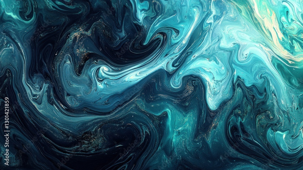 Obraz premium Swirling abstract art showcasing shades of cool blue and teal colors