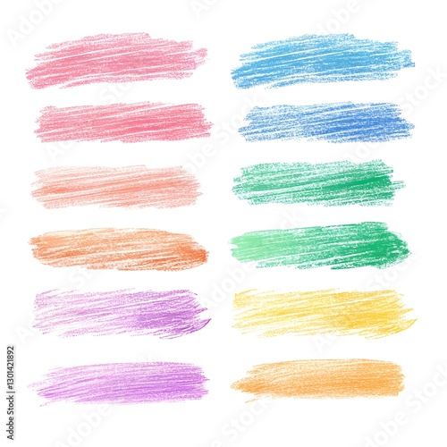 Vibrant Hand-Drawn Chalk Hatching Strokes in Colorful Palette