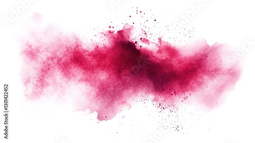 A Watercolor Painting Showing Burst of Crimson and Pink Colors