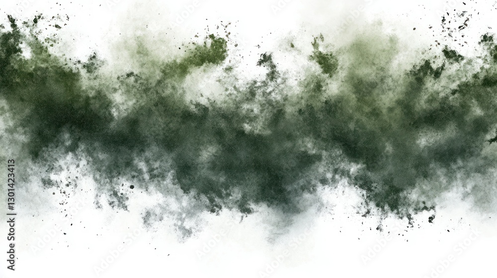 An abstract composition of dark and green smoke clouds An abstract composition of dark and green smoke clouds