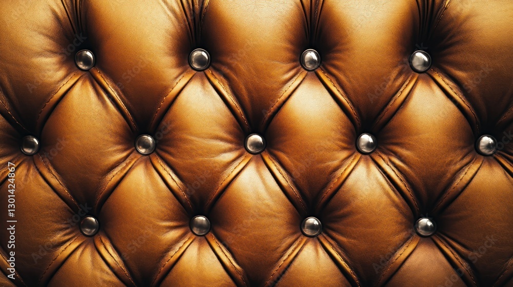 Naklejka premium A close up showing luxurious leather upholstery and decorative metal studs