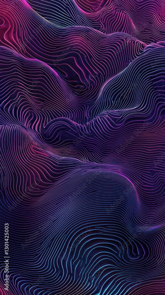 Abstract Purple and Blue Wave Lines Digital Art Abstract Purple and Blue Wave Lines Digital Art