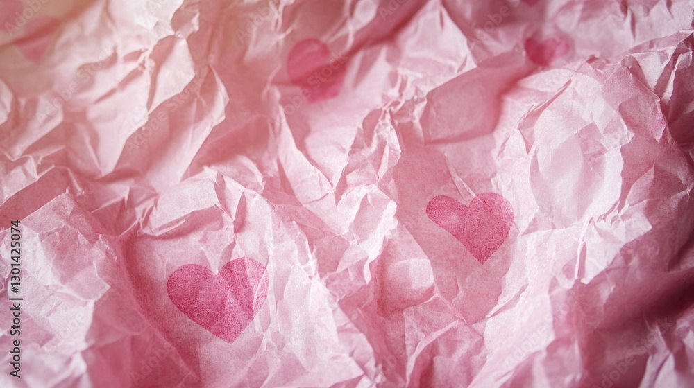Fototapeta premium Pink Paper Featuring Beautiful Hearts and Interesting Textural Details