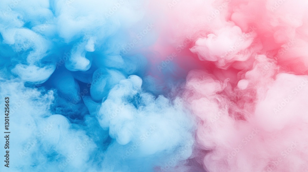 Fototapeta premium Abstract colorful swirling smoke clouds depicting blue and pink colors