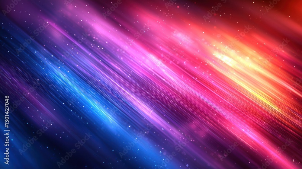Abstract background with vibrant red and blue light streaks and star-like particles Abstract background with vibrant red and blue light streaks and star-like particles