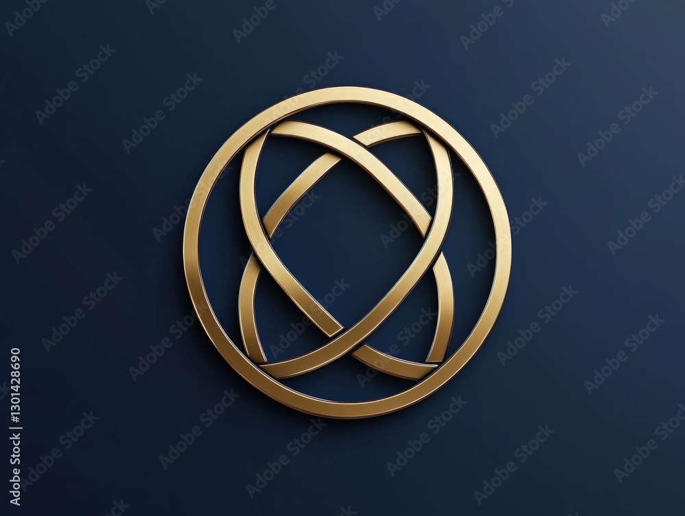 Abstract gold circle logo on a dark blue background. Abstract gold circle logo on a dark blue background.