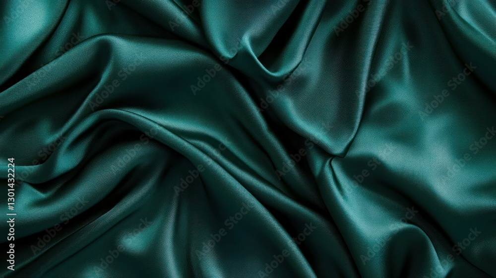 Obraz premium A beautiful piece of teal colored silk fabric gracefully flowing