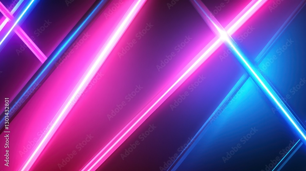 Glowing neon lights intersect across a dark background effectively Glowing neon lights intersect across a dark background effectively