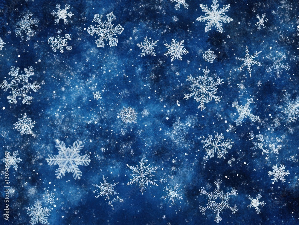 Falling snowflakes on a dark blue background. Falling snowflakes on a dark blue background.