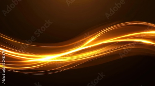 Glowing golden waves of light on a dark brown background