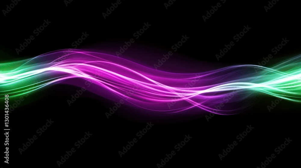 Naklejka premium A dynamic abstract artwork with green pink and white curved lines