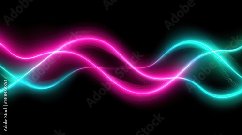 Neon colored wavy lines contrast on a black background image
