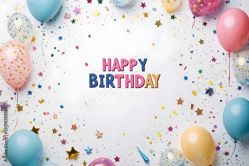 birthday balloon party celebration card happy holiday decoration balloons vector gift illustration frame fun design greeting colorful cake invitation event surprise carnival celebrate confetti present