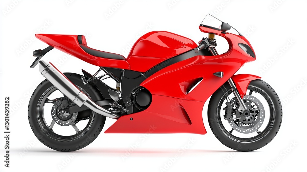 Red Sport Motorcycle Isolated on White Background
Red Sport Motorcycle Isolated on White Background