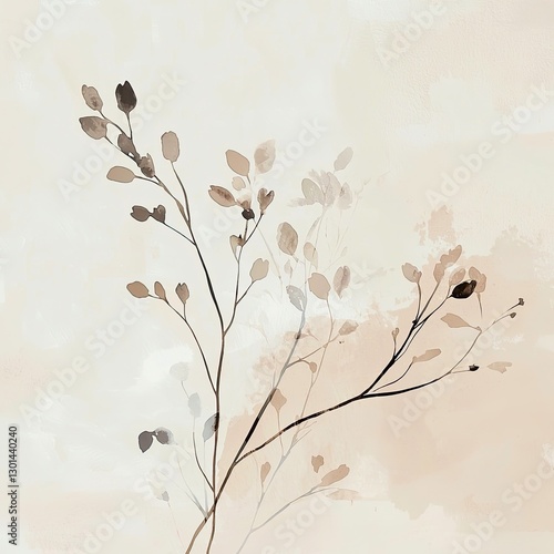 Abstract muted colors florals painting poster decoration