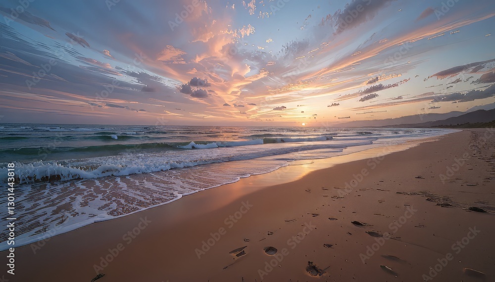 Sunset Beach Nature Background with Waves, Perfect for Outdoor, Travel, or Nature-Themed Digital Projects Sunset Beach Nature Background with Waves, Perfect for Outdoor, Travel, or Nature-Themed Digital Projects