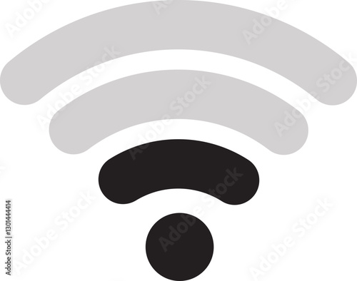 Wireless Wi-Fi signal icon. Internet icon symbol vector isolated on transparent background. Mobile wireless weak signal strength indicator. Router wave, Broadcast, Communication antenna sign concept.