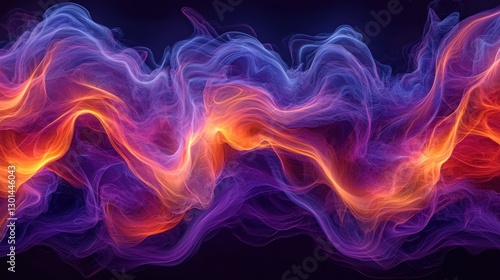 Wallpaper Mural Abstract fiery waves flow, dark background, energy, design Torontodigital.ca