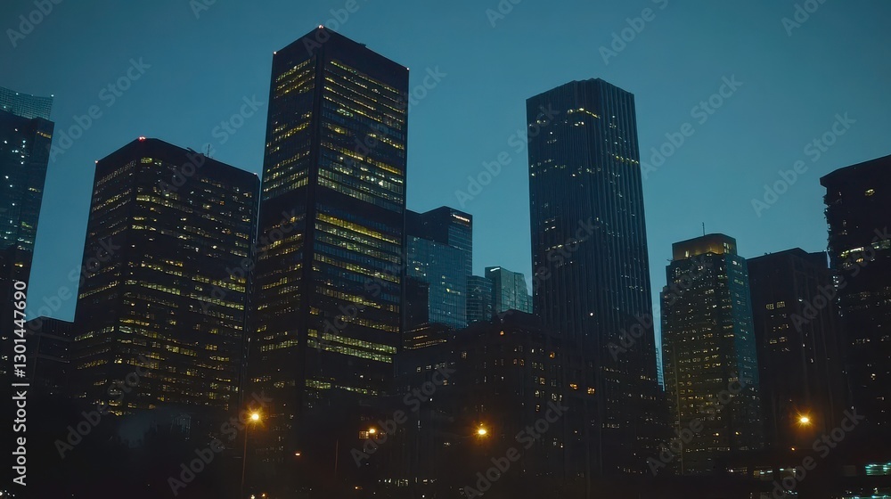 Obraz premium Nighttime Cityscape with Aerial Perspective and Equipment