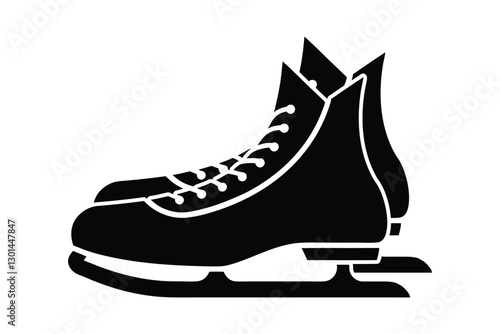 Silhouette of a pair of ice skates vector art illustration.eps
