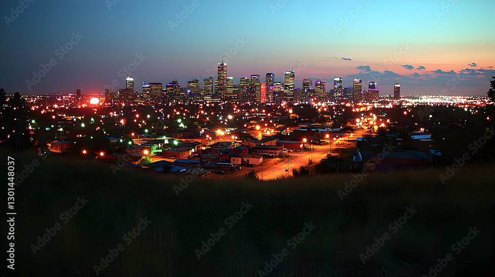 Fototapeta premium Calgary Skyline at Dusk from Hilltop