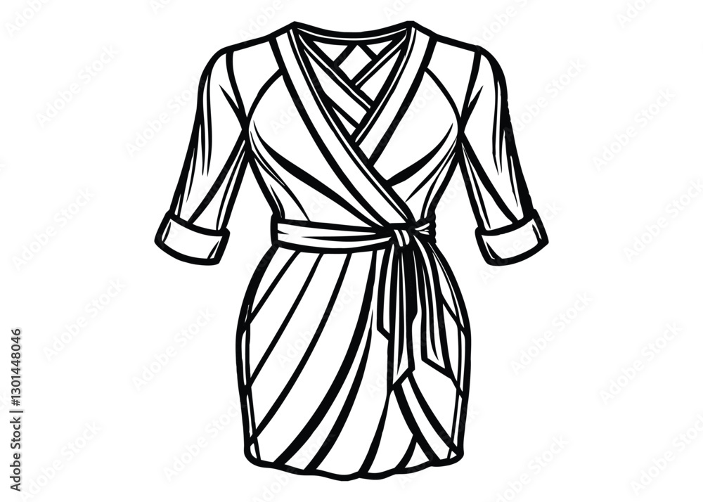 Silhouette of Wrap Dress isolated on a white background Silhouette of Wrap Dress isolated on a white background