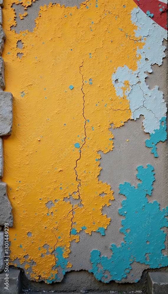 Weathered old concrete wall with cracks and peeling paint, vintage, texture Weathered old concrete wall with cracks and peeling paint, vintage, texture