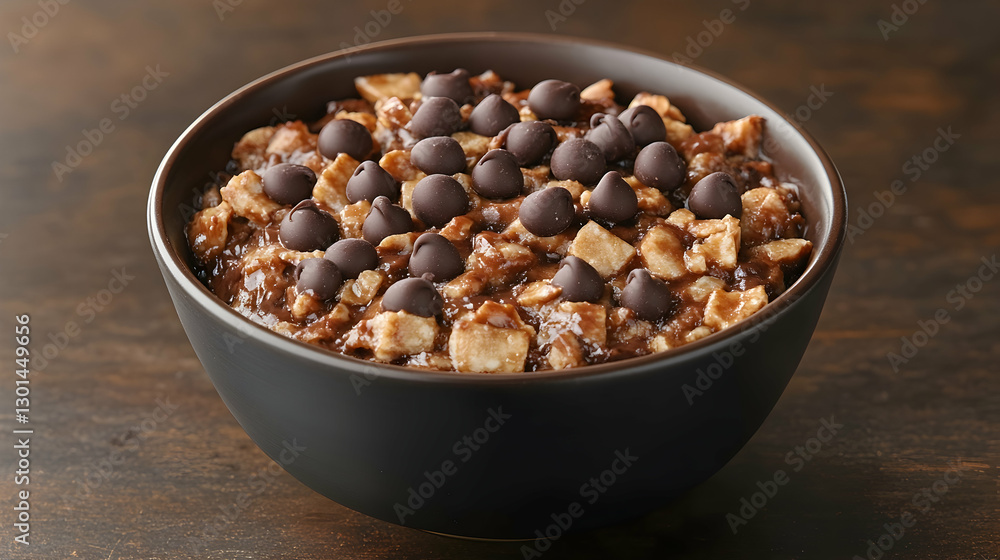 Chocolate Chip Oatmeal in Bowl on Wood Chocolate Chip Oatmeal in Bowl on Wood