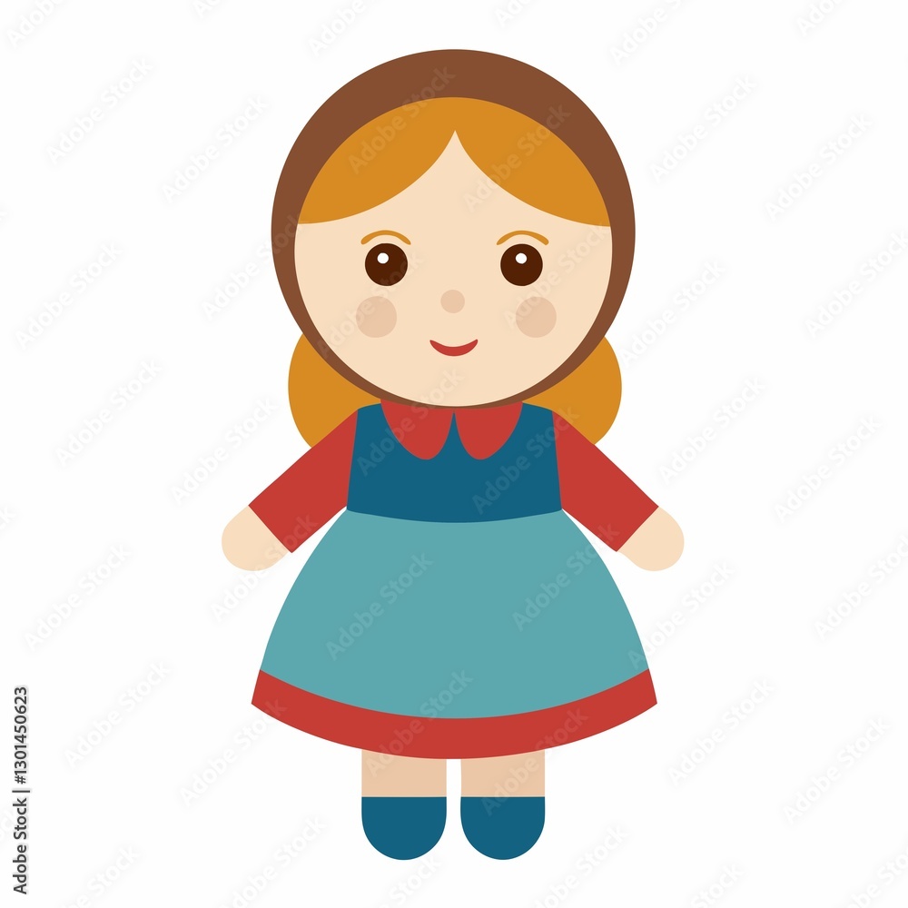 little girl illustration on white background, cute doll isolate little girl illustration on white background, cute doll isolate