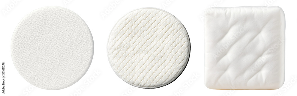 Obraz premium Varied Textures of Cotton Pads and Facial Wipes Isolated on transparent background