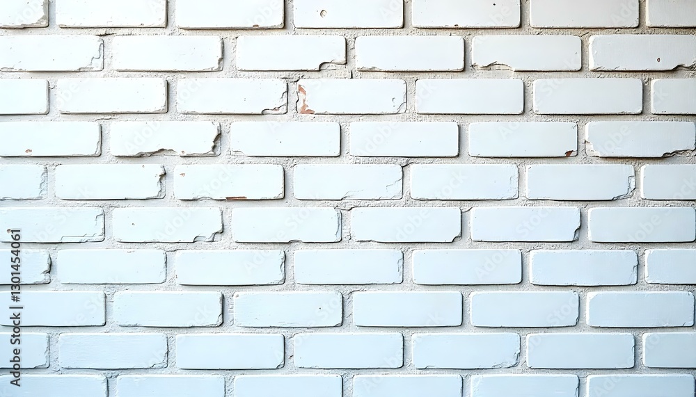 Fototapeta premium Una toma de fotograma completo de una pared de ladrillos blancos con algunos ladrillos rojos visibles a través de la pintura blanca