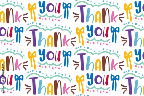 seamless repeating pattern with thank you lettering. vector illustration
