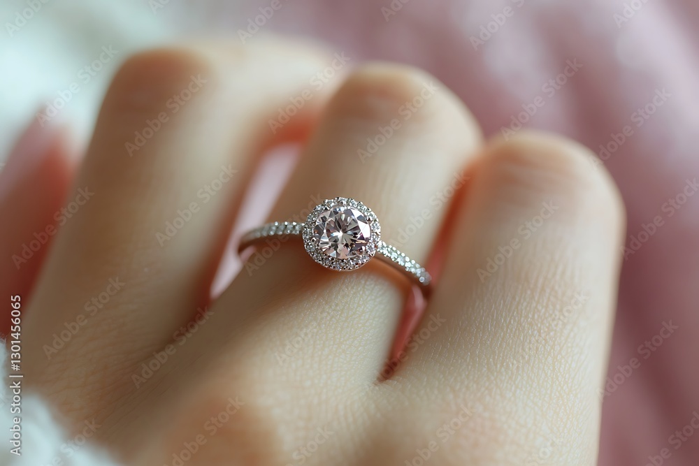 Obraz premium Delicate Diamond Ring on a Hand