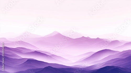 Serene pastel mountain range in soft purple and pink hues background