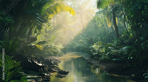 close up of a tropical jungle, green nature in the jungle