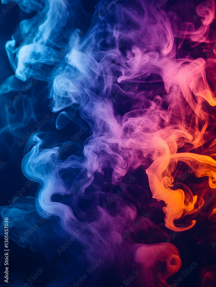 Colorful smoke swirls in dark studio Colorful smoke swirls in dark studio