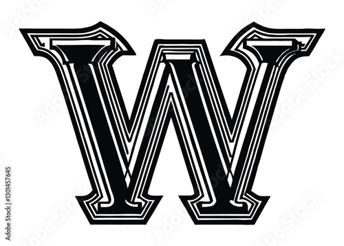 Silhouette of W isolated on a white background