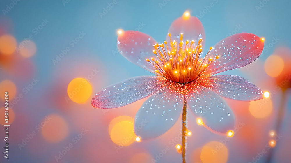 Fototapeta premium Glowing flower in bokeh garden