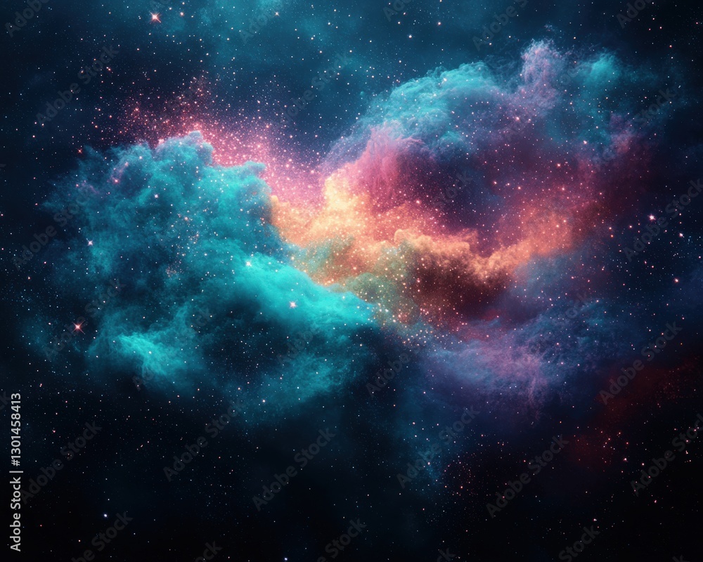 Stunning Vibrant Cosmic Nebula in Deep Space: Explore Beautiful Multicolored Interstellar Clouds, Stars, and Celestial Phenomena in the Cosmic Universe Scene