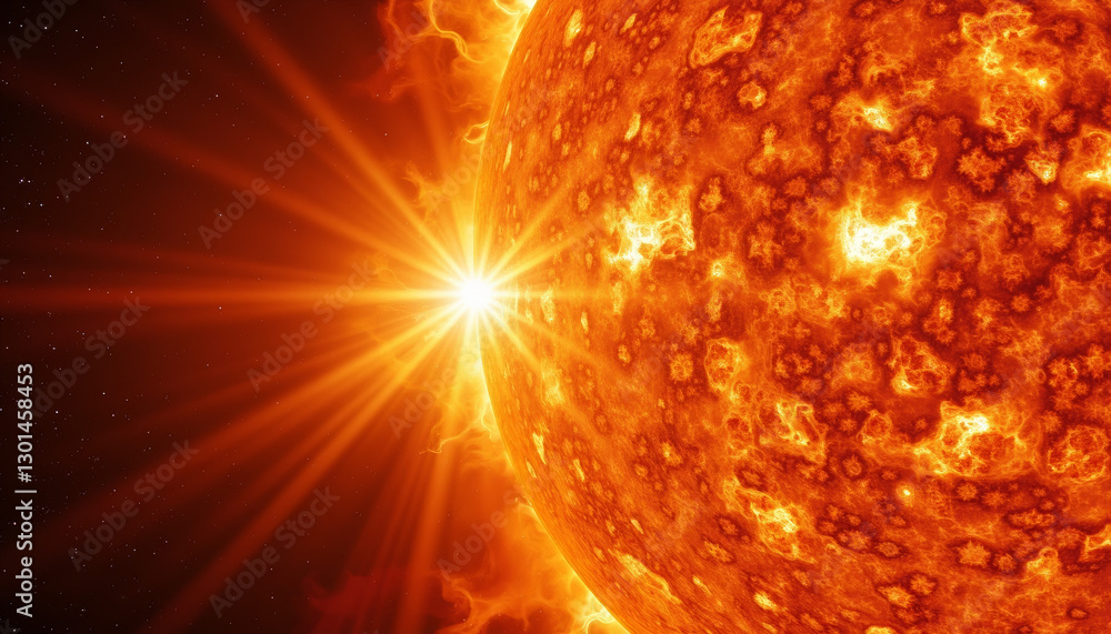 Obraz premium Energetic solar flares erupting from the Sun, cosmic beauty