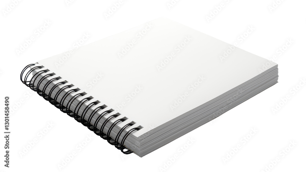 3D Notebook Sheets Block of Blank Pages with Spiral isolated on transparent background, PNG 3D Notebook Sheets Block of Blank Pages with Spiral isolated on transparent background, PNG