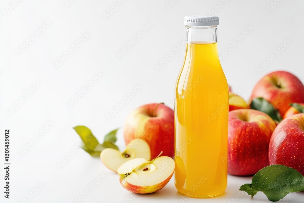 A Chilled Bottle of Fresh Apple Juice, Isolated on a White Background A Chilled Bottle of Fresh Apple Juice, Isolated on a White Background
