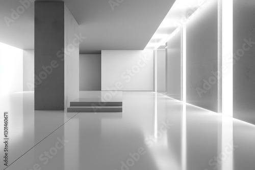 Wallpaper Mural Minimalist exhibition hall with blank wall for display. AI generated illustration. Torontodigital.ca